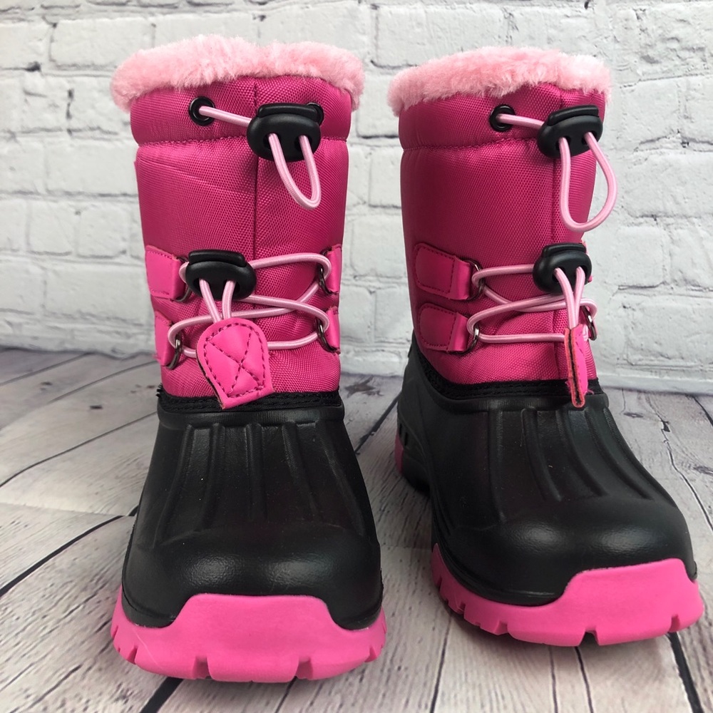 NEW Girls Size 11 Pink Black Winter Boots Velcro Closure